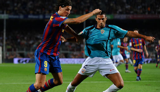 Zlatan Ibrahimovic und der FC Barcelona gewannen das Hinspiel gegen Almeria mit 1:0