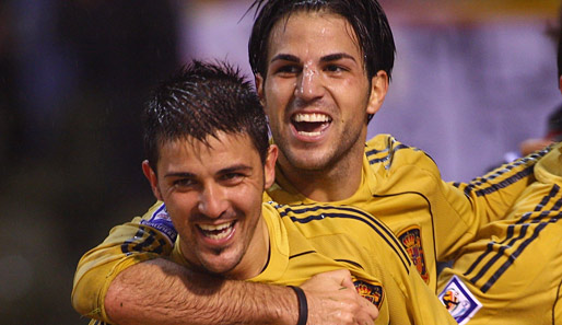 David Villa (l.) und Cesc Fabregas gewannen bei der Europameisterschaft 2008 gemeinsam den Titel