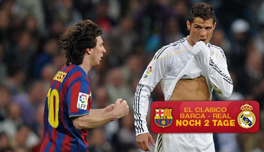 Lionel Messi (l.) gewann in der letzten Saison beide clasicos gegen Real und Ronaldo