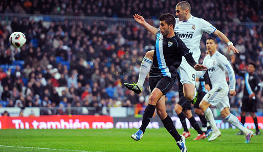 Karim Benzema macht das 1:0 für Real: Es folgten weitere sechs Madrid-Tore gegen Malaga