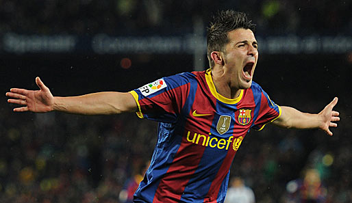 David Villa war von Real nicht zu stoppen: Der Spanier traf bei Barcelonas 5:0-Sieg doppelt