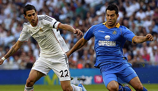Real Madrid mit di Maria (l.) gewann das Derby gegen Getafe nach Rückstand