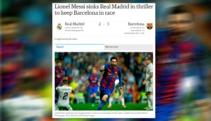 "Lionel Messi versenkt Real Madrid in einem Thriller und hält Barcelona im Rennen" - der Guardian bringt's wie immer brutal auf den Punkt