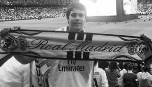 Vom Fan zum Spieler: Sergio Reguilon posiert mit einem Real-Schal im Bernabeu.