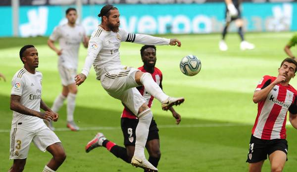 Sergio Ramos traf gegen Athletic Bilbao per Strafstoß - der 22. verwandelte in Folge für den Kapitän der Blancos.