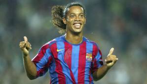 RONALDINHO: Der glücklichste Spieler in der Geschichte des Fußball? Zumindest kann man sagen, dass Ronaldinho jeden, der ihm zuschaute, glücklich gemacht hat. Wie konnte man diesen Spieler in diesem Trikot nicht mögen?