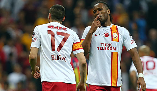 Yilmaz Burak (l., mit Didier Drogba) erzielte gegen Gaziantepsor das goldene Tor für Gala