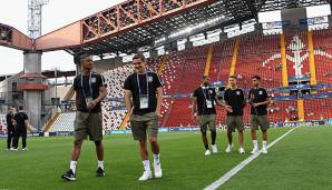 Das DFB-Team hat im Stadio Nereo Rocco gute Laune vor dem Spiel gegen Serbien.
