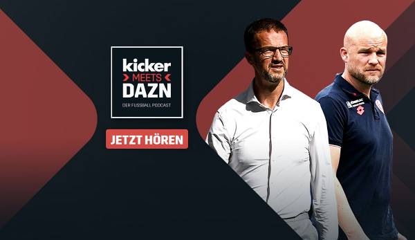 Die Gäste in der neuesten Episode des "kicker meets DAZN"-Podcasts: Fredi Bobic und Rouven Schröder.