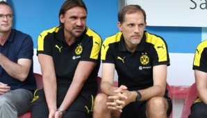 Daniel Farke (l.) und Thomas Tuchel stehen beim BVB in regelmäßigen Austausch