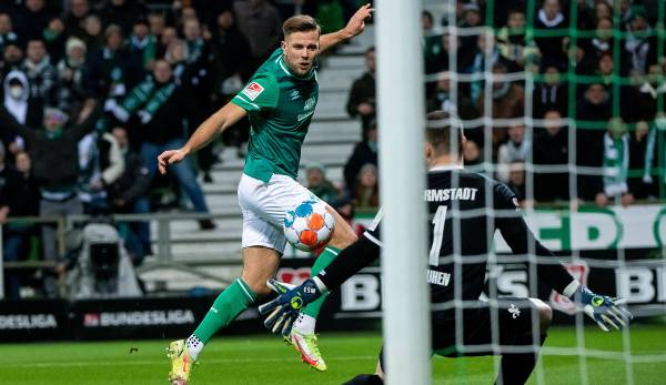 Niclas Füllkrug erzielte das 1:0 für Werder Bremen im Topspiel gegen Darmstadt 98.