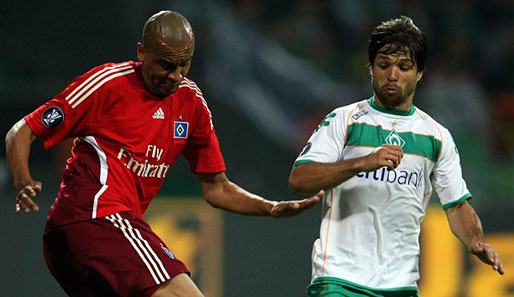 Brasilianisches Duell in Bremen: Alex Silva (l.) gegen Landsmann Diego