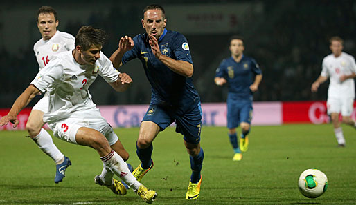 Franck Ribery war wieder einmal der Mann des Spiels für Frankreich, erzielte zwei Tore