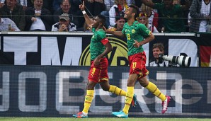 Torschützen gegen Deutschland: Eto'o (l.) brachte Kamerun in Front, Choupo-Moting erzielte das 2:2