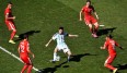 Vier gegen einen. Lionel Messi hatte wenig Spielraum gegen die Schweiz
