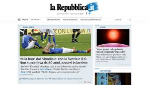 Balotelli schrieb noch: "Sorry Zlatan, aber wir gewinnen heute." Daraus wurde bekanntlich nichts, ein Land "bricht in Tränen aus", schreibt La Repubblica