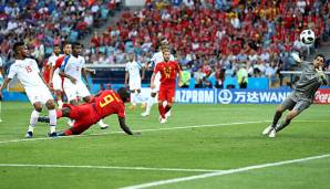 Romelu Lukaku trifft zum 2:0 für Belgien.