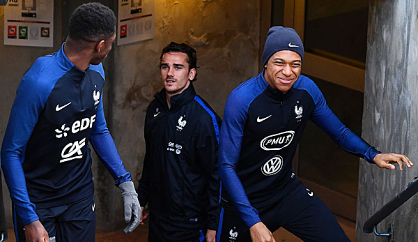 Die drei Hoffnungsträger für Frankreich bei der WM: Antoine Griezmann, Kylian Mbappe und Ousmane Dembele.
