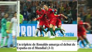 El Pais titelt "Ronaldo vermiest Spanien den Auftakt bei der WM".