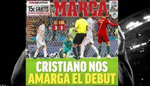 Die "Marca" meint, Cristiano habe "uns", also Spanien, den WM-Auftakt versaut. Damit liegt das Blatt gar nicht mal so falsch.