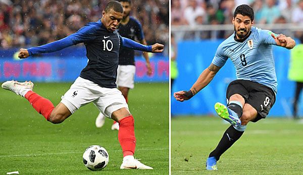 Kylian Mbappe und Luis Suarez stümen für Frankreich bzw. Uruguay bei der WM 2018.