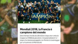 Tuttosport: "Frankreich wird ins goldene Buch der Nationalteams eingetragen, die zweimal Weltmeister wurden. Der Traum der Kroaten, den Fußballolymp zu erklimmen, zerschellt vor einer französischen Mauer. Der Sieg der Franzosen ist jedoch verdient."
