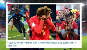 BELGIEN - La Libre Belgique: "Frankreich zerstört Belgiens Traum und zieht ins Finale ein"