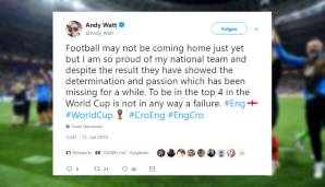 Neben Frust und Enttäuschung gab es auch reflektierte Reaktionen aus England: "Fußball mag nicht nach Hause gekommen sein, aber ich bin so stolz auf unser Team. (...) Unter den besten vier bei einer WM zu sein ist alles andere als eine Niederlage."