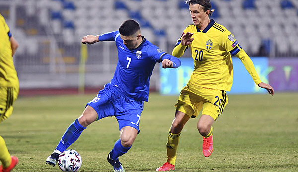 Milot Rashica und der Kosovo mussten gegen Schweden eine 0:3-Niederlage hinnehmen.