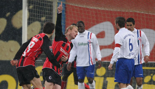 Tommy Bechman erzielte das 1:0 für Freiburg in Rostock