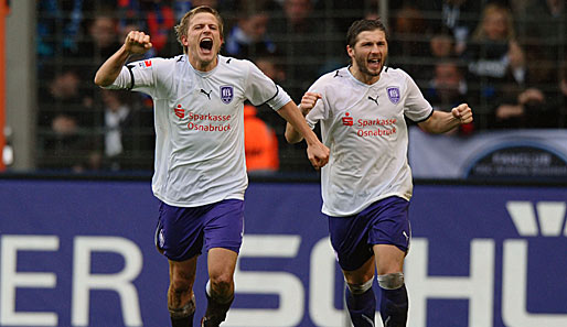 Nicky Adler (l.) und Sebastian Tyrala (r.) wollen auch gegen Dynamo Dresden wieder jubeln
