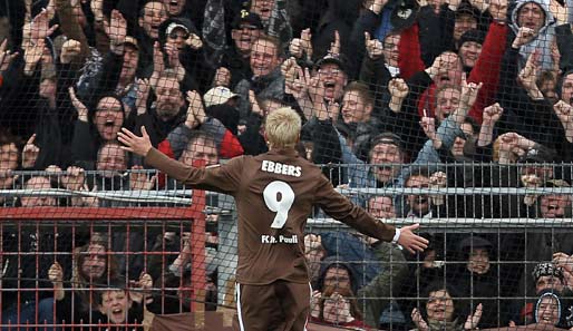 Marius Ebbers erzielte für St. Pauli gegen Hansa Rostock sein 15. Saisontor