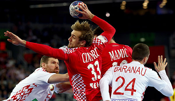 Taten sich gegen Weißrussland lange schwer: Kroatiens Handballer um Luka Cindric