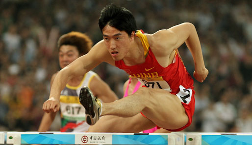 Chinas Hürden-Star Liu Xiang bei den Good Luck Beijing 2008 China Athletics Open