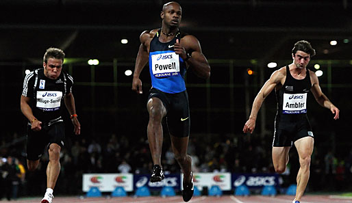 Asafa Powell (M.) landete bei Olympia in Peking nur auf Rang fünf
