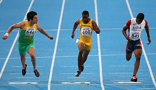 Usain Bolts Trainingspartner Yohan Blake (M.) darf bei der Leichtathletik-WM in Berlin starten