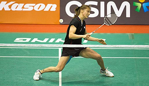 Juliane Schenk setzte sich im Achtelfinale der Badminton-WM gegen Jiang Yanjiao