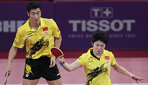 Wang Liqin Rao Jingwen schieden im Doppel aus und müssen sich nun mit Bronze begnügen