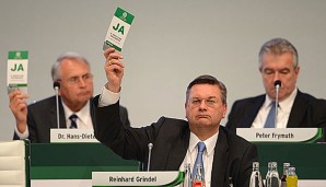 Auf dem DFB-Bundestag ist der CDU-Politiker (m.) zum neuen DFB-Schatzmeister gewählt worden