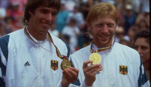Tennis: Boris Becker (rechts im Bild), Cilly Aussem, Gottfried Freiherr von Cramm, Steffi Graf, Michael Stich (links im Bild)