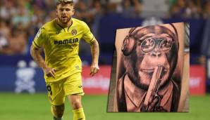ALBERTO MORENO: Auffallen um jeden Preis, dachte sich wohl der Spanier vom FC Villarreal, als er sich 2016 einen riesigen Affen mit Kopfhörern, Sonnenbrille und Pistole auf seinen Oberschenkel stechen ließ. Bedeutung: unbekannt!
