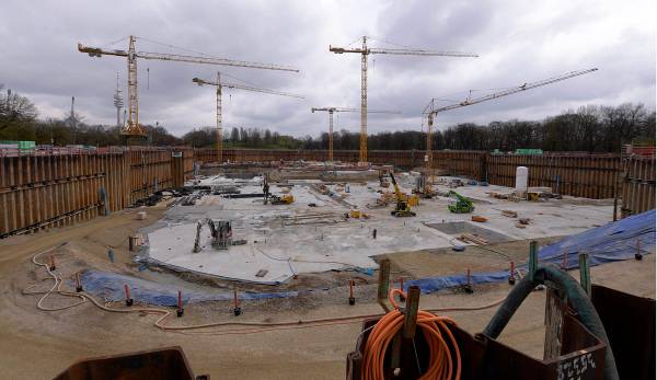 Gigantische Baustelle: Im Münchener Olympiapark entsteht der SAP Garden.