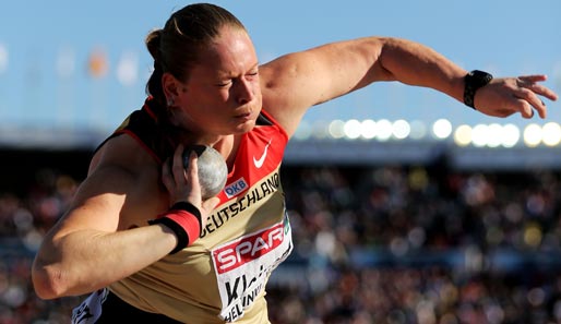 Nadine Kleinert holte sich mit 19,18 Metern den Titel im Kugelstoßen