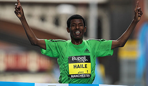 Fünf Mal siegte Gebrselassie beim Great Manchester Run. Hier im Jahr 2011
