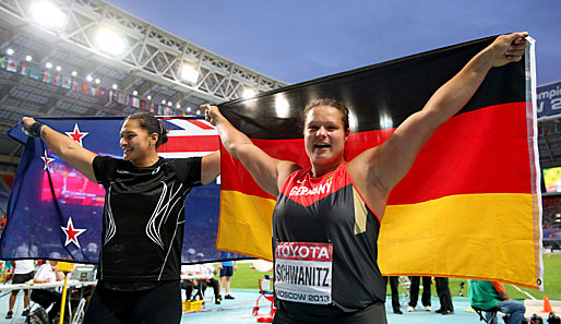 Christina Schwanitz gewann bei der WM in Moskau mit neuer persönlicher Bestleistung Silber