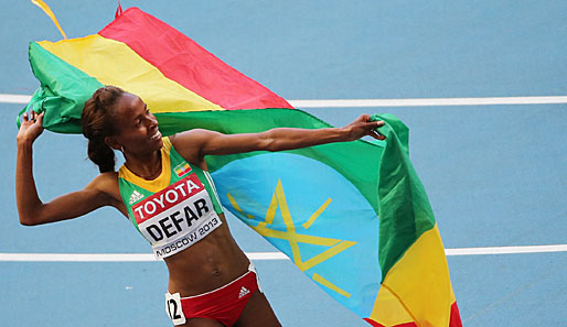 Jubel bei Meseret Defar: Die Äthiopierin hat über 5000 Meter Gold gewonnen