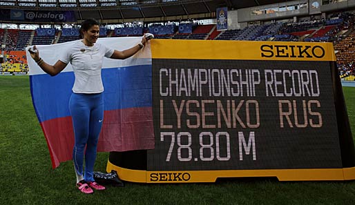 Tatyana Lysenko holte sich vor heimischen Publikum die Goldmedaille im Hammerwurf