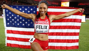Allyson Felix darf eine Goldmedaille über 400 m bejubeln