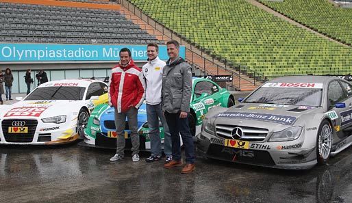Die deutschen DTM-Fahrer Ralf Schumacher, Dirk Werner und Timo Schneider (v.r.n.l.)