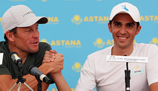 Seit diesem Jahr Teamkollegen bei Astana: Alberto Contador (rechts) und Lance Armstrong